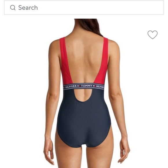 NWT never-worn Tommy Hilfiger elastic logo one piece swimsuit, size M - Picture 2 of 3